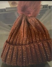 H&M Burgundy Beaded Bobble Hat
