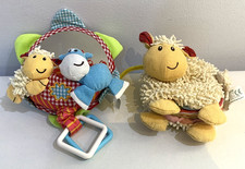 2 x Vintage ELC Blossom Farm Soft Sensory Toys Musical Pull Sheep & Pony Mirror