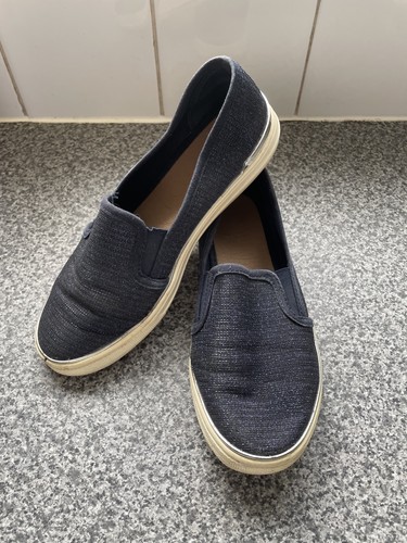 Blue sparkly slip - slip-on, shoes