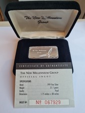 NEW MILLENIUM GROUP .999 SILVER INGOT Statue of Liberty. Box & CoA Franklin Mint