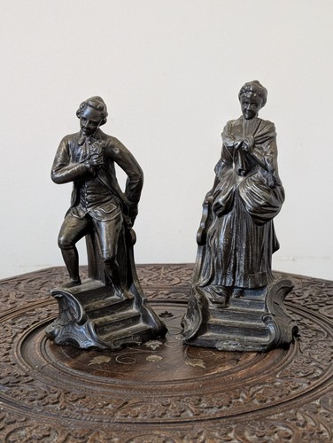 Pair antique spelter figural - pair,