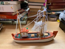 WOODEN SHIP BOAT 20cm-TALL "XIOE" MARITIME BATHROOM ORNAMENT (P3)