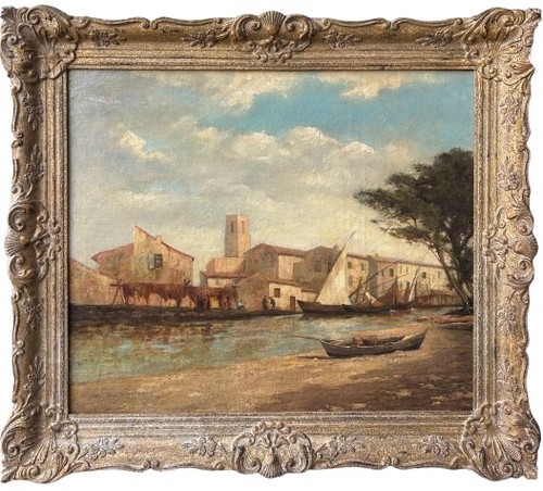 Fishing village canal seascape - fishing,