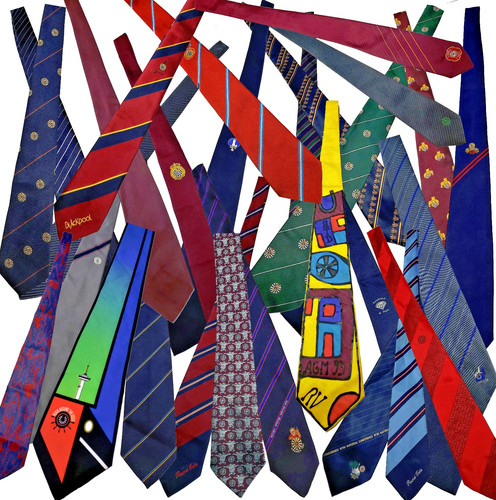 Round table vintage neck ties - table,
