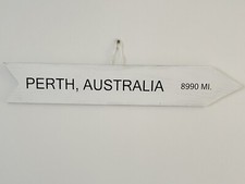 Perth, Australia Distance (from UK) Wooden Arrow Sign