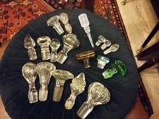 18 Vintage Glass Decanter Stoppers,  cut glass ,and blown glass all sizes.