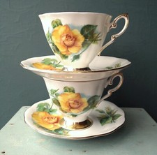 Pair vintage bone china cups