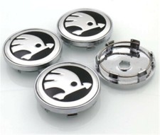 4x Skodas Alloy Wheel Hub Centre Cap Set Center Caps VRS Black / Silver 60mm