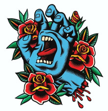 SANTA CRUZ  - Screaming Flash Hand Screaming Hand Sticker / Skateboard  - 4.25"