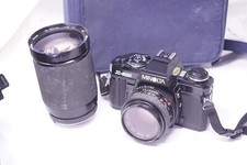 Minolta X-500 X-570 Film Camera with 50mm F/2 Prime 28-200mm Lens in Rare Black