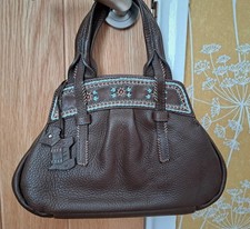 Radley Brown Multi Leather Handbag New Without Tags with Dust Bag & Dog Tag