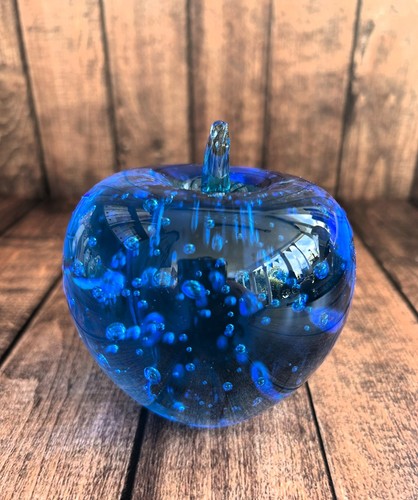 Vintage blue glass apple - vintage,