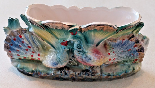 Vintage ceramic peacock vase - peacock, vase-