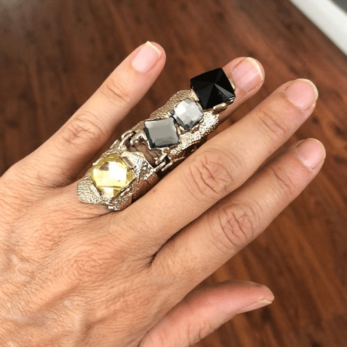 Knuckle ring gold and - gold, stones