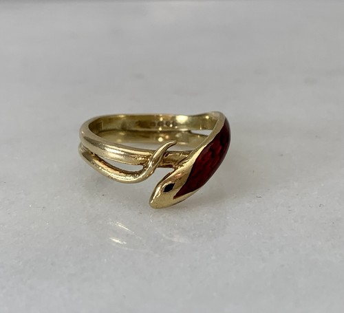 18ct gold snake ring - ring,, red