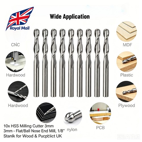 10x hss milling cutter - 10x, 3mm
