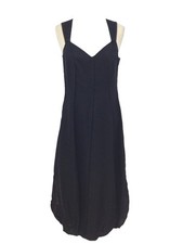 Walter Krines Black Linen Midi Smart Fit And Flare Dress Size 38 (Uk 10) 