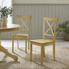 Millford Solid Wood Crossback Dining Chairs Set of 2 Rustic Cottage