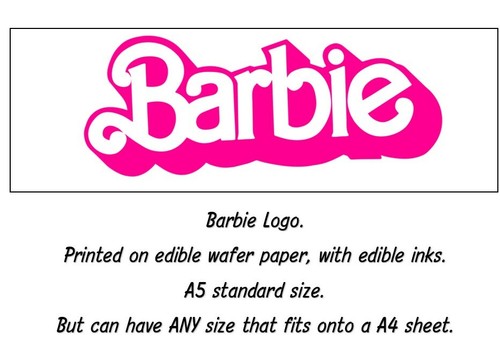 Edible barbie pink logo - barbie,