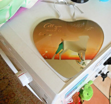 NEW UNUSED ALL YOU NEED IS LOVE AND A DOG- HEART SHAPED MIRROR WALL PLAQUE 8''