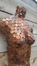 2p Coin Copper Metal Wall Art Female Mannequin  Torso Bust Sculpture Abstract 