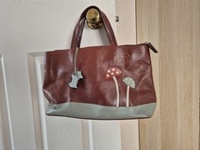 Vintage Radley Handbag. Tan And Grey. Toadstools