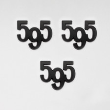 Set of 3 Matt Black 595 Rear Boot Badge Emblems for Abarth Fiat - 50x40mm Metal