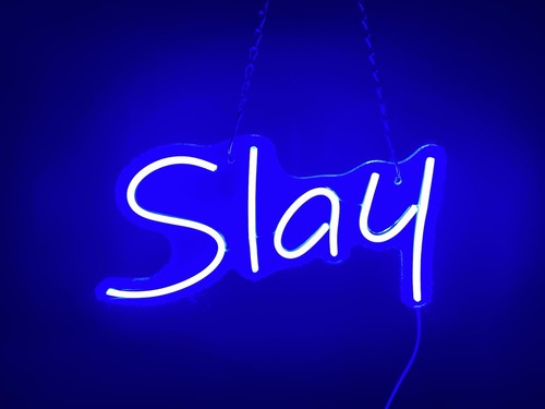 Neon blue slay sign - blue,