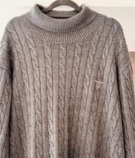 NEW (worn once) Gant 3XL grey cable knit Turtleneck Jumper/Sweater ORP £135