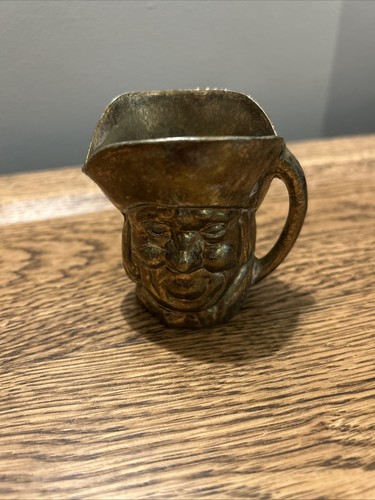 Small vintage brass toby jug - brass,