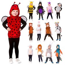 Kids Animal Costume Tabard Character Hood Ears Tail Childs Fancy Dress