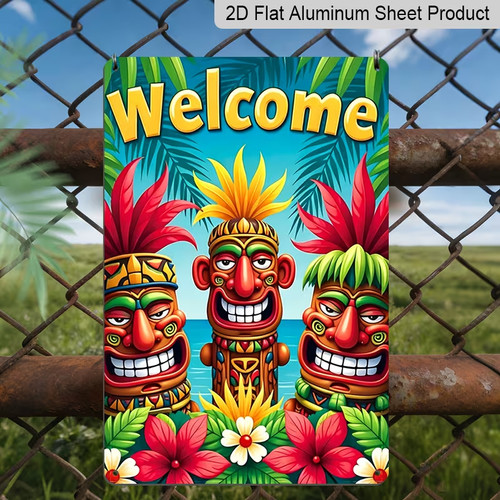 Flat tiki welcome hawaiian - flat,