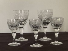 Royal Brierley Honeysuckle Crystal Glasses. Wine X 2, Sherry X 3