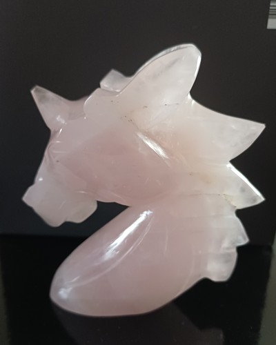 Rose quartz unicorn figurine - quartz,