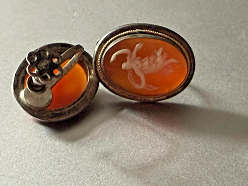Vintage carnelian glass floral - vintage,