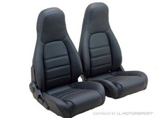 MX5 Black Leather Seat Covers Set Silver Stitching Mazda MX-5 Mk1 1989>1998