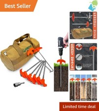 Heavy Duty 30 Pack Tent Stakes - 8" Screw-In Ground Anchors, Metal Pegs & Tools