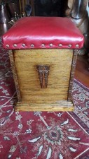 Art deco oak red leather top coalbox/seat