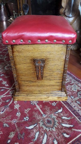 Art deco oak red leather - , top