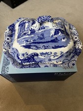 Spode Blue Italian Covered Vegetable Dish - New