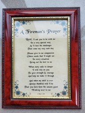Vintage Wooden Picture Frame 9" x 7" Wall Hanging With A Fireman's Prayer