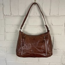 Rowallan Shoulder Bag Underarm Handbag Brown Leather Zip Side Medium Womens