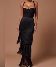 Novaluxe Black Fringe Midi