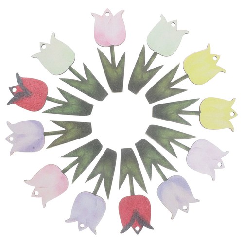 12pcs wood tulip cutouts - 12pcs,