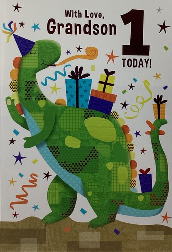 Grandson 1st birthday card - 1st,