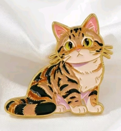 Cute cat enamel brooch - cat,