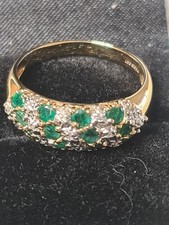 Emerald And Diamond Gold Ring, Size  S