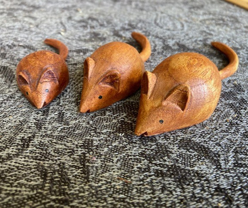 Hand carved wooden - wooden, mice