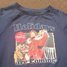 womens navy  COCA COLA HOLIDAYS ARE COMING CHRISTMAS SWEATSHIRT size 10 