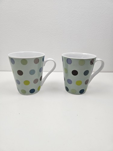 Pair mugs green polka - pair,